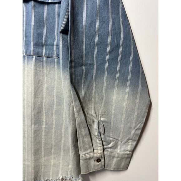 White Birch Denim Perfection Can't Be Tamed Button Down Shacket Tunic Ombre 1X - Picture 5 of 13